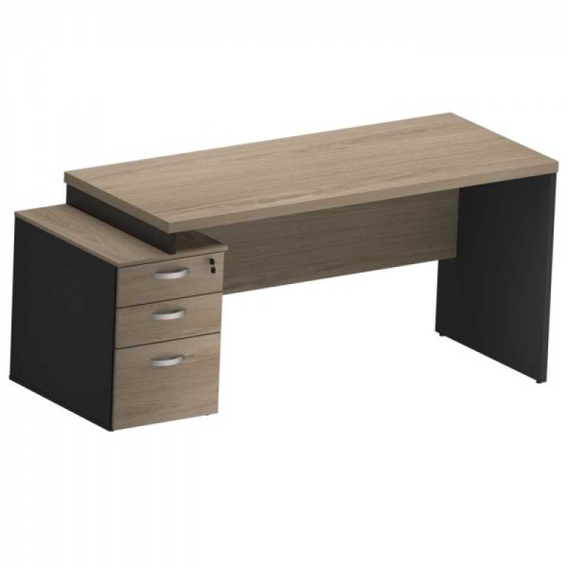 Mesa Reta Pedestal 4 Gavetas Valor Perdizes - Mesa com Gaveteiro Pedestal 3 Gavetas