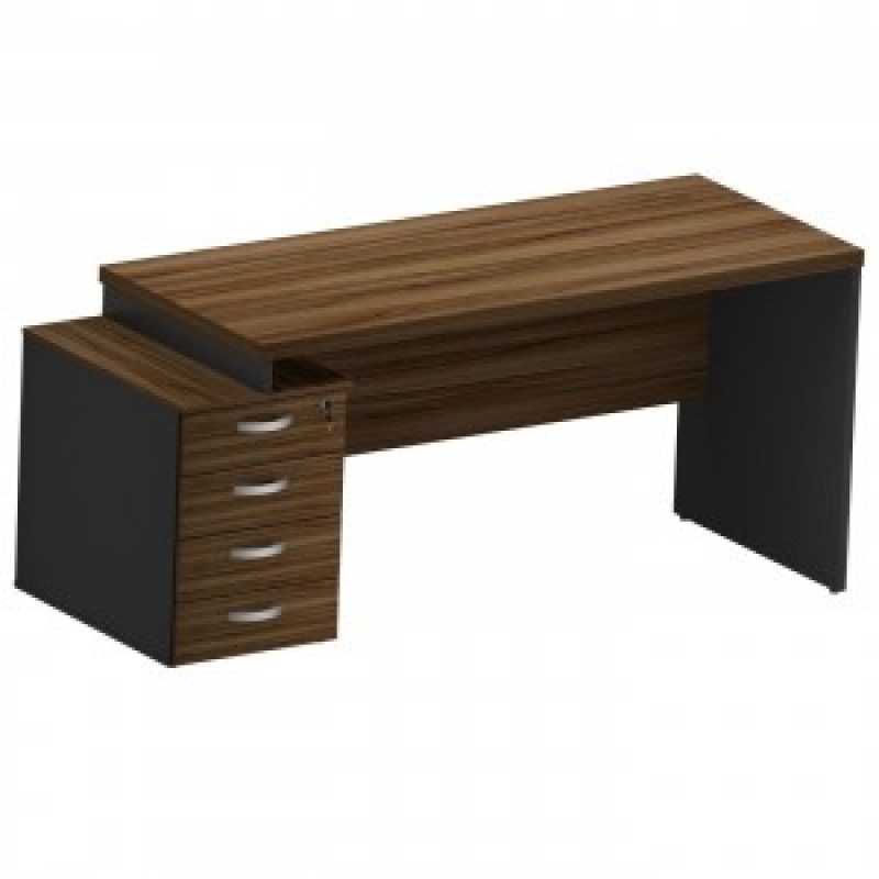 Mesa Reta Pedestal 4 Gavetas Jardins - Mesa Reta Pedestal 4 Gavetas com Vidro