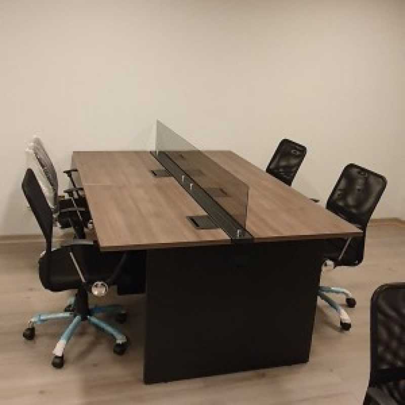 Qual o Preço de Plataforma Dupla com Painel Frontal e Lateral com Gavetas Morumbi - Plataforma de Trabalho 4 Lugares com Pé Gaveteiro